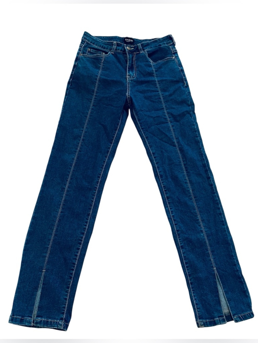 Bebe Jeans Women’s 29 X 32 Blue Skinny Seamed Front Slits High Rise Stretch